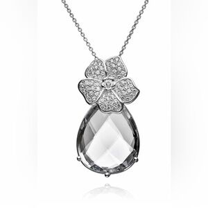 Amanda Jaron Sterling Silver Floral Quartz CZ Enhancer Pendant Necklace